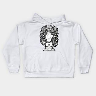 Heart of a Lion - Black Outlined Version Kids Hoodie